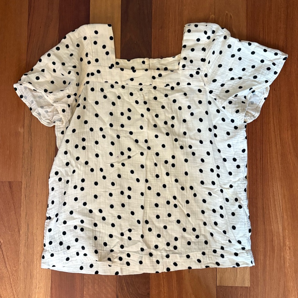 Madewell White and Black Flutter Sleeve Blouse